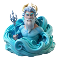 extraordinary traditional beautiful artistic Poseidon, god of the sea, emerges from a swirling vortex of water, his trident dripping with luminescent algae, his beard and hair formed from flowing... png