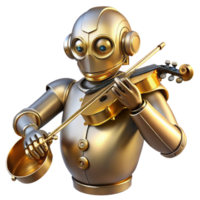 stunning artistic magnificent rustic A steampunk robot playing a violin, highly polished silver and gold, soft, warm light, Art Deco style professional professional png