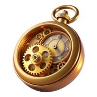 wonderful traditional impressive artistic A close-up of a steampunk pocket watch, intricate gears and cogs, warm golden light, hyperrealistic style genuine high resolution png