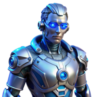 stunning traditional dramatic classic A steampunk cyborg with intricate mechanical augmentations, cool blue and silver tones, dramatic rim lighting, cyberpunk style professional high resolution png