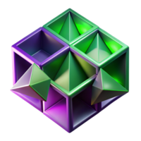 dramatic vintage extraordinary vintage Fractured geometric shapes, primarily triangles and squares, in shades of deep violet and emerald green, lit by a soft, ambient glow, Cubist style 4K genuine png