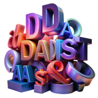 dramatic creative dramatic artistic A chaotic jumble of letters and numbers, in varying sizes and fonts, illuminated by a flickering neon sign effect, Dadaist style detailed 4K png