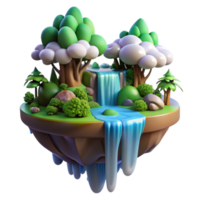 magnificent classic extraordinary artistic A floating island with waterfalls cascading into the clouds, vibrant colors and lush vegetation, dreamlike lighting, fantasy art style genuine authentic png