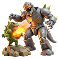 wonderful classic impressive abstract A giant robot battling a colossal space monster, intense dynamic lighting and explosions, comic book style authentic exclusive png