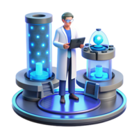 serene classic beautiful traditional A scientist working in a futuristic laboratory, surrounded by holographic displays and advanced technology, cool blue lighting, minimalist style genuine genuine png