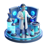 magnificent rustic extraordinary abstract A scientist working in a futuristic laboratory, surrounded by holographic displays and advanced technology, cool blue lighting, minimalist style exclusive... png
