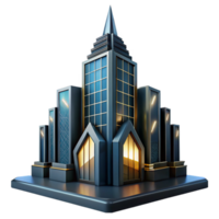 magnificent rustic beautiful modern Art Deco skyscraper, chrome and black glass, sharp angles, volumetric lighting, rainy night, high contrast, high quality high quality png