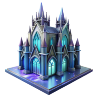 impressive minimalist wonderful creative Floating gothic cathedral, intricate stained glass, ethereal glow, starry night sky, otherworldly, 4K high quality png