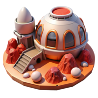 stunning creative extraordinary contemporary Martian habitat, futuristic and modular, red dust and rocks, harsh sunlight, sci-fi, detailed high resolution png