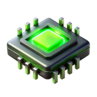 vibrant contemporary elegant abstract A single microchip, intricately detailed circuitry glowing with neon green light, macro photography, dark background contrasting the vibrant chip, abstract... png