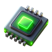 extraordinary traditional impressive minimalist A single microchip, intricately detailed circuitry glowing with neon green light, macro photography, dark background contrasting the vibrant chip,... png