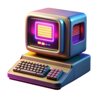 dramatic artistic vibrant contemporary A vintage computer terminal displaying complex code, bathed in the warm glow of a CRT monitor, retrofuturistic style, 80s synthwave palette original genuine png