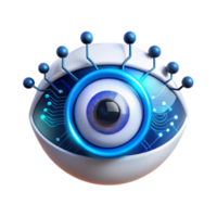 vibrant classic vibrant modern A human eye overlaid with a digital HUD interface, glowing blue and white data streams, cyberpunk style, dramatic lighting high quality high quality png