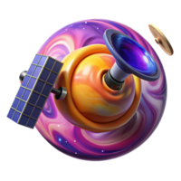magnificent traditional impressive minimalist A satellite orbiting a vibrant, swirling nebula, detailed solar panels and antenna, cosmic and technological elements combined, realistic style... png