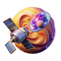 wonderful modern serene contemporary A satellite orbiting a vibrant, swirling nebula, detailed solar panels and antenna, cosmic and technological elements combined, realistic style high resolution... png