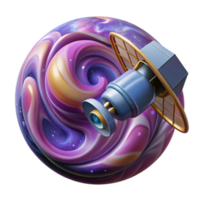 magnificent classic stunning vintage A satellite orbiting a vibrant, swirling nebula, detailed solar panels and antenna, cosmic and technological elements combined, realistic style high resolution... png
