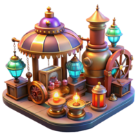elegant classic dramatic abstract A bustling steampunk marketplace, filled with vendors selling bizarre gadgets and inventions, lit by colorful gaslights, vibrant and dynamic style high quality... png
