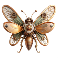 elegant contemporary dramatic rustic A detailed illustration of a steampunk insect with delicate wings made of gears and cogs, lit by a soft, ethereal glow, Art Nouveau style exclusive 4K png