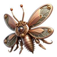 serene classic extraordinary artistic A detailed illustration of a steampunk insect with delicate wings made of gears and cogs, lit by a soft, ethereal glow, Art Nouveau style premium exclusive png