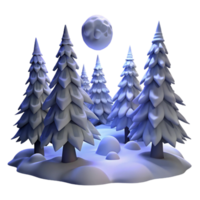 elegant rustic wonderful contemporary A snow-covered pine forest, moonlight illuminating the snow, serene and quiet, digital painting high resolution genuine png