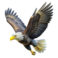 serene creative elegant modern A majestic bald eagle soaring through the sky, sharp focus on the eagle, dynamic pose, wildlife photography original high quality png