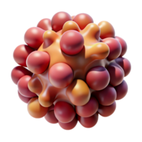 dramatic artistic impressive classic A cluster of amorphous, biomorphic forms, pulsating with a soft, organic light, in shades of deep crimson and ochre, resembling microscopic life exclusive... png