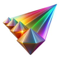 stunning creative stunning artistic A field of floating, geometric prisms, refracting light into a spectrum of vibrant colors, illuminated by a bright, directional light source exclusive authentic png
