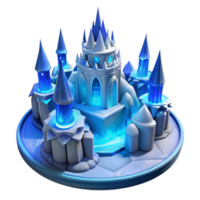 vibrant contemporary impressive rustic An ice castle, intricate ice sculptures, blue and white lighting, frozen landscape, magical, authentic genuine png