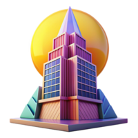 extraordinary rustic dramatic traditional A postmodern skyscraper, fragmented geometric shapes, vibrant colors, bright midday sun, pop art, high resolution high quality png