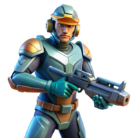 elegant modern beautiful artistic A futuristic soldier holding a plasma rifle, dynamic lighting and action pose, comic book style original authentic png