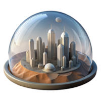 impressive modern wonderful minimalist A futuristic city built inside a giant dome on a barren planet, soft, diffused lighting, matte painting style authentic 4K png