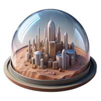 beautiful contemporary stunning classic A futuristic city built inside a giant dome on a barren planet, soft, diffused lighting, matte painting style professional high quality png