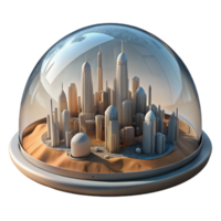 dramatic contemporary dramatic classic A futuristic city built inside a giant dome on a barren planet, soft, diffused lighting, matte painting style premium premium png
