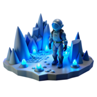 vibrant abstract serene modern A lone figure in a spacesuit exploring a cavernous alien landscape, cool, blue lighting, concept art style high resolution high resolution png