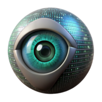elegant traditional magnificent contemporary A cybernetic eye gazing into a digital landscape filled with binary code, rendered in a cyberpunk, gritty style, with harsh, contrasting lighting... png