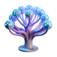 elegant artistic wonderful creative A bioluminescent tree powered by a network of fiber optic cables, illustrated in a fantasy, ethereal style, with soft, glowing lighting exclusive original png