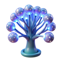 impressive rustic dramatic artistic A bioluminescent tree powered by a network of fiber optic cables, illustrated in a fantasy, ethereal style, with soft, glowing lighting high resolution premium png