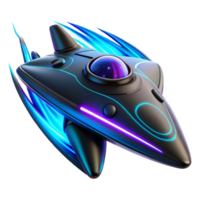 vibrant minimalist wonderful rustic A sleek, black spaceship with pulsating neon blue engine trails warps through a fractal dimension. Abstract, vibrant, psychedelic premium high resolution png