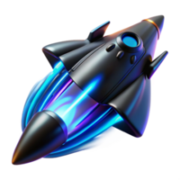 elegant modern serene artistic A sleek, black spaceship with pulsating neon blue engine trails warps through a fractal dimension. Abstract, vibrant, psychedelic detailed 4K png