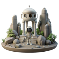 wonderful minimalist dramatic minimalist A solitary, robotic probe explores the ruins of an ancient alien temple on a jungle-covered planet.... png