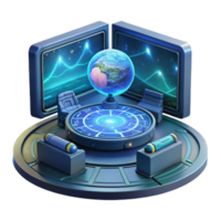 vibrant artistic magnificent traditional A highly advanced AI hologram projects a complex map of the galaxy in a darkened control room. Technological, futuristic, cool lighting authentic high quality png