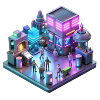 dramatic minimalist vibrant rustic A bustling cyberpunk marketplace overflowing with holographic advertisements, robotic vendors, and citizens with cybernetic enhancements.... png
