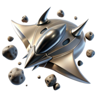 beautiful traditional magnificent modern A sleek, chrome spaceship, shaped like a manta ray, soaring through a field of asteroids.... png