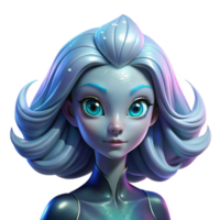 stunning rustic wonderful minimalist A beautiful, ethereal alien with large, iridescent eyes and flowing, bioluminescent hair floats gracefully in space. Soft, dreamlike lighting.... png