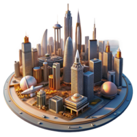 stunning vintage elegant artistic A panoramic view of a sprawling, futuristic metropolis, with flying vehicles and towering skyscrapers reaching towards the sky. Warm, golden hour lighting.... png