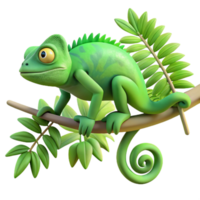 elegant classic vibrant rustic A chameleon perched on a branch, blending seamlessly with the surrounding foliage, Art Nouveau style, soft lighting, high resolution detailed png