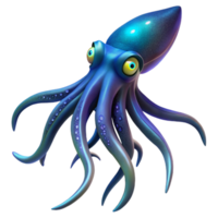 magnificent minimalist wonderful artistic A giant squid swimming in the deep ocean, bioluminescent, dark and mysterious, digital painting, authentic original png