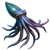 dramatic modern extraordinary abstract A giant squid swimming in the deep ocean, bioluminescent, dark and mysterious, digital painting, professional premium png
