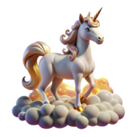 dramatic traditional stunning rustic A graceful unicorn with a coat of pearlescent white and a horn of twisted gold, standing on a cloud of stardust, bathed in the warm light of a double sunset.... png