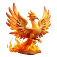 extraordinary rustic vibrant contemporary A majestic phoenix with feathers of fire and gold, rising from a pyre of burning embers, lit by the intense heat of its own flames.... png
